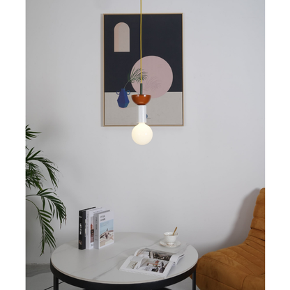 Nordic Geometric Wood Pendant Light - Modern Hand-Turned Orbital Hanging Lamp