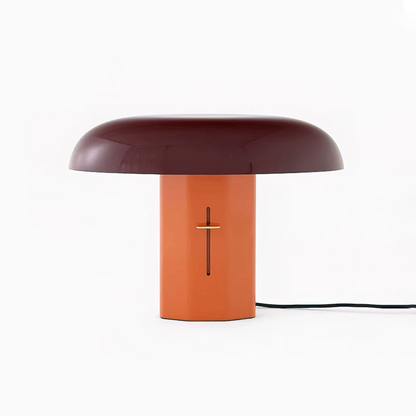 Mushroom Table Lamp with Slanted Shade and Dimmer Switch - Mid Century
