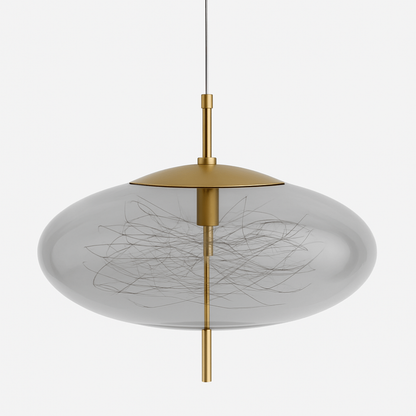 Glass Pendant Light with Smoky Shade and Starlights - Modern Style