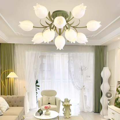 Multi Head Floral Ceiling Fixture with Acrylic Shades - Modern Farmhouse