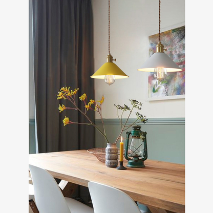 Modern Brass-Neck Cone Pendant Light - Vibrant Matte Industrial Pendant Lights
