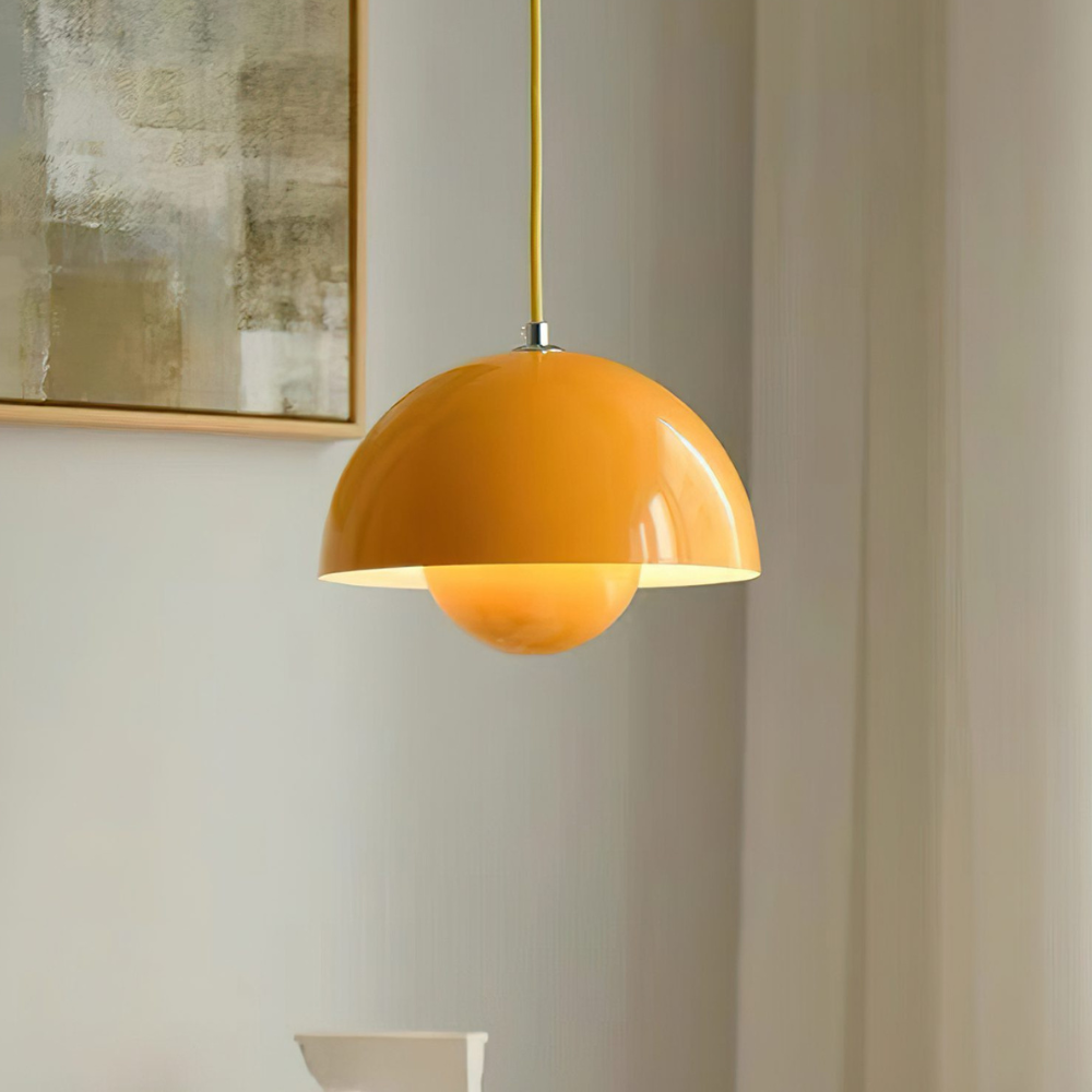 Pendant Light with Nested Dome Metal Shades - Mid Century Modern Retro