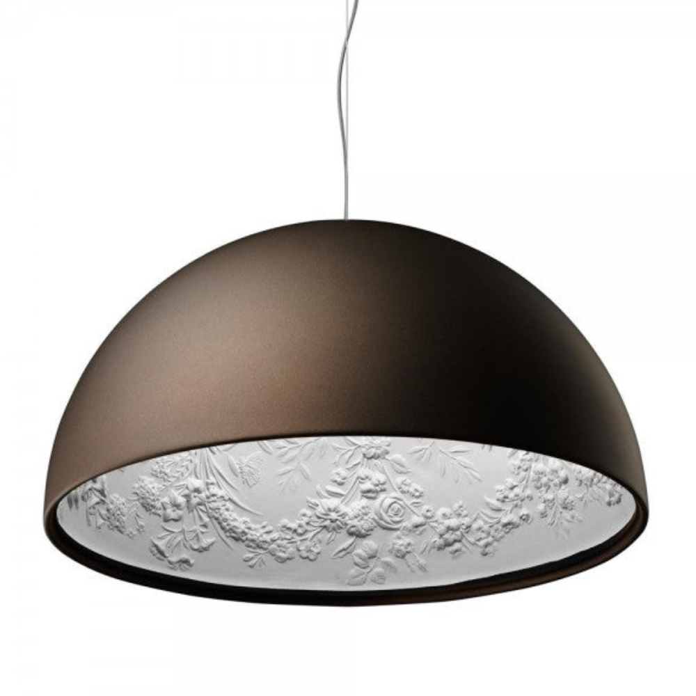 Modern Floral Relief Dome Pendant Light - Sculptural Garden Interior Pendant Lights