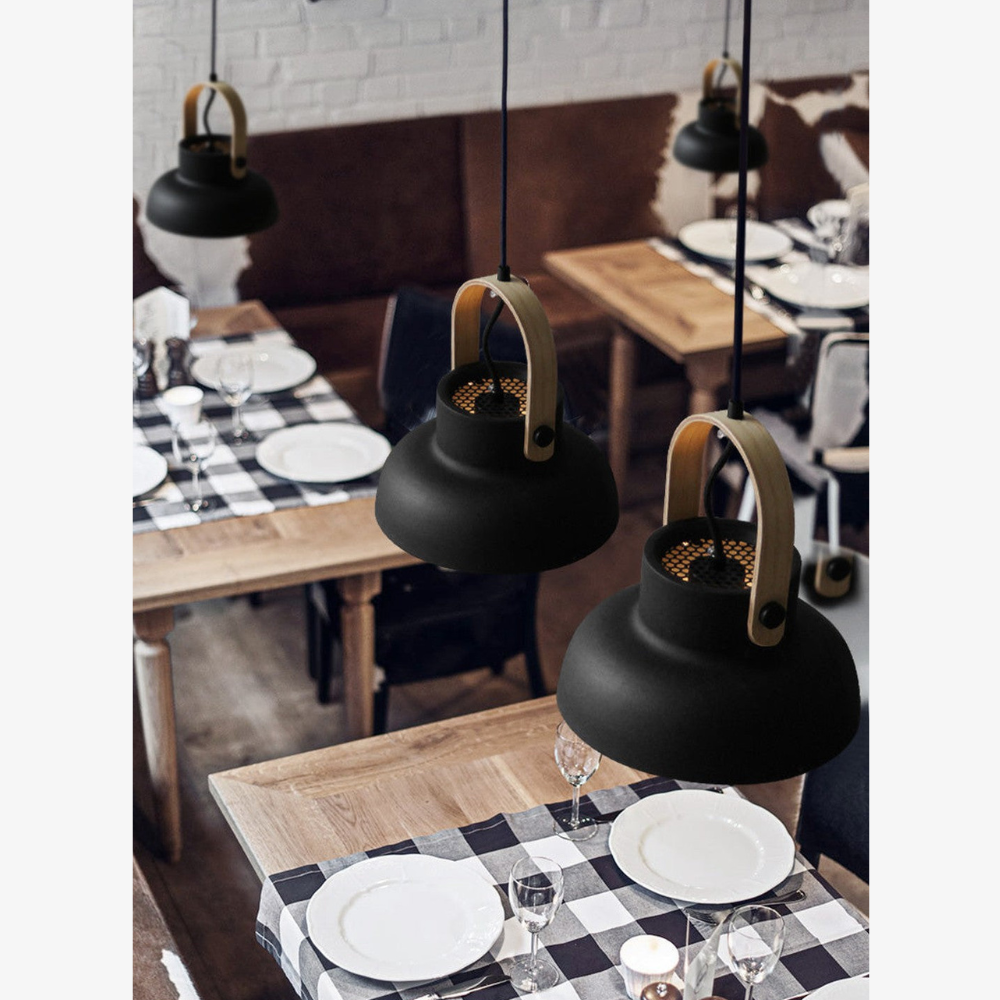 Modern Wood-Toned Handle Pendant Light - Nordic Tapered Pendant Lights