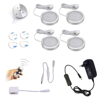 LED Puck Lights with Wireless Remote and Dimmer - 120 Degree Wide Beam