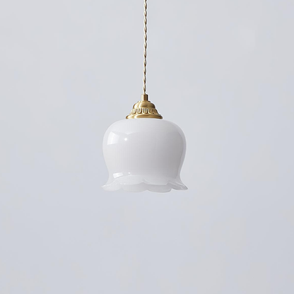 Floral Resin Hanging Lamp with Brass Hardware - Vintage Inspired