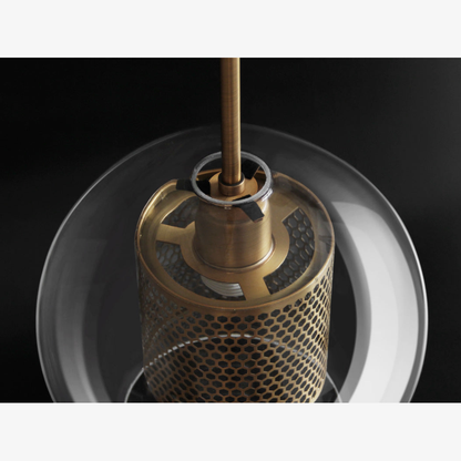 Modern Perforated Metal Glass Pendant - Industrial Layered Mesh Hanging Lamp