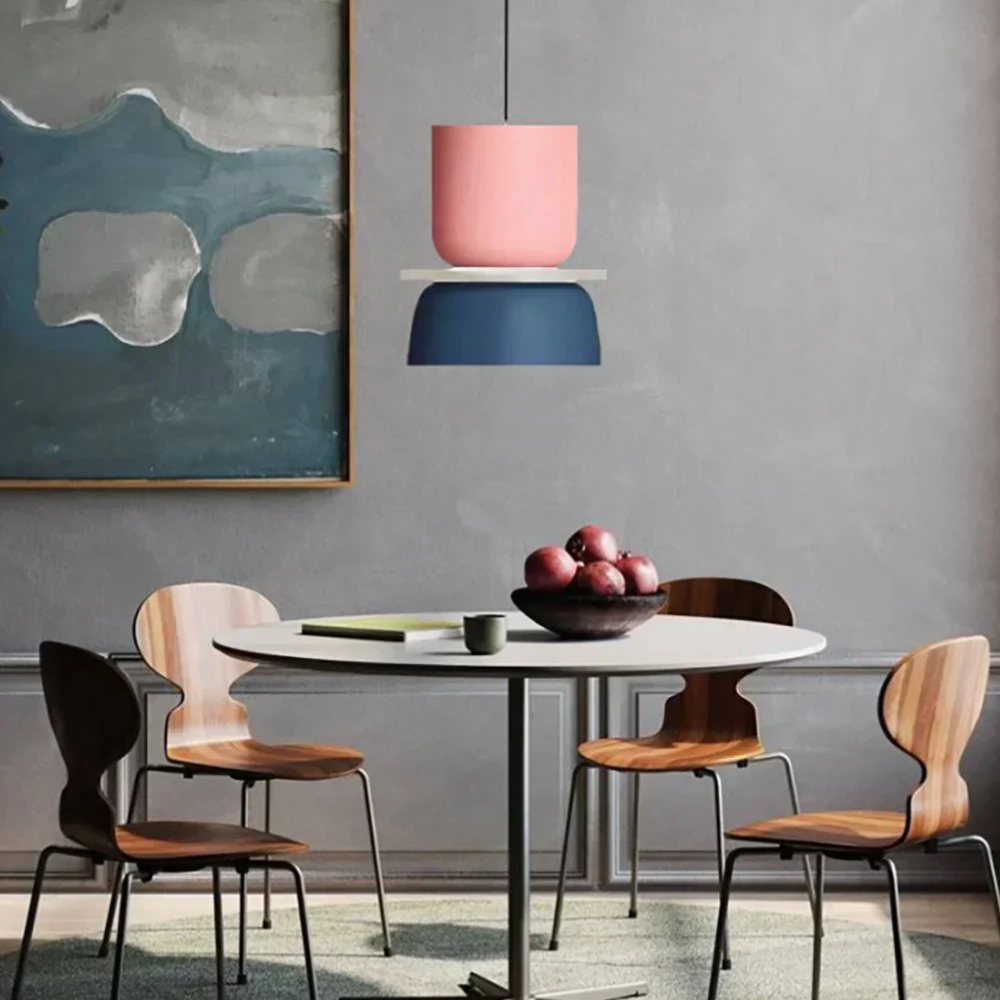 Stacked Bowl Hanging Lamp with Matte Finish - Nordic Geometric Style