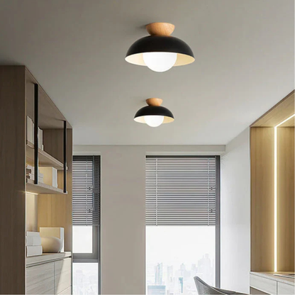 Flush Mount Ceiling Light with Nested Dome - Modern Mid Century Metal