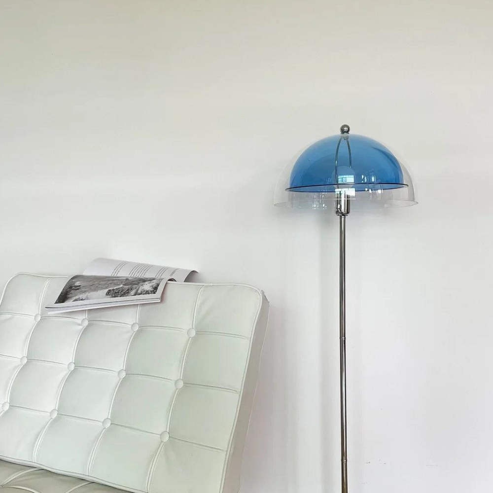 Floor Lamp with Double Layer Acrylic Dome Shade and Chrome Metal Post