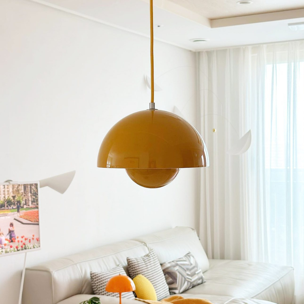 Pendant Light with Nested Dome Metal Shades - Mid Century Modern Retro