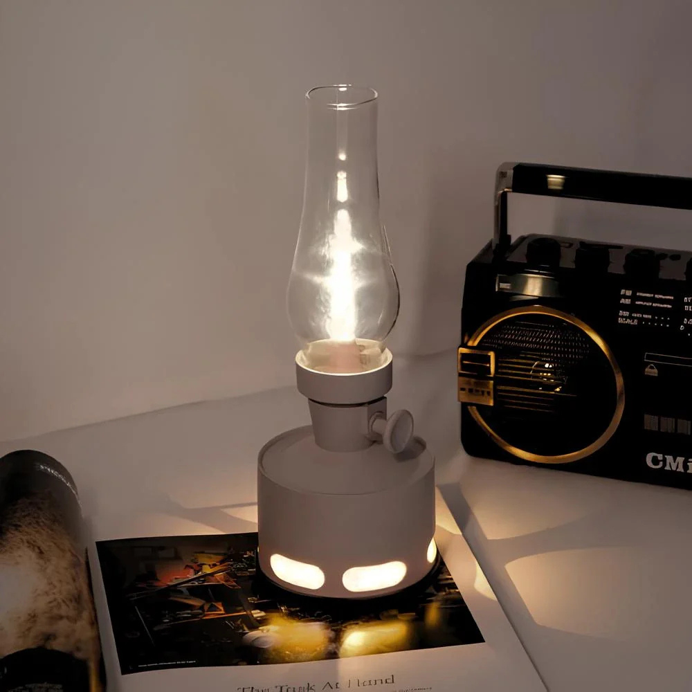 Mid-Century Modern Rechargeable LED Lantern - Vintage Battery Table Lamp