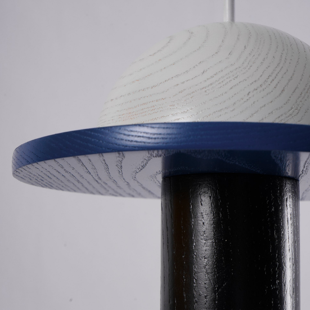 Nordic Geometric Wood Pendant Light - Modern Hand-Turned Orbital Hanging Lamp