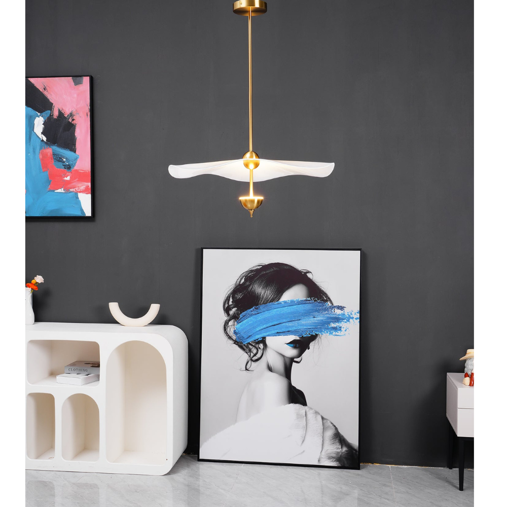Modern Wavy Wing Pendant Light - Sculptural Floating Ribbon Hanging Lamp