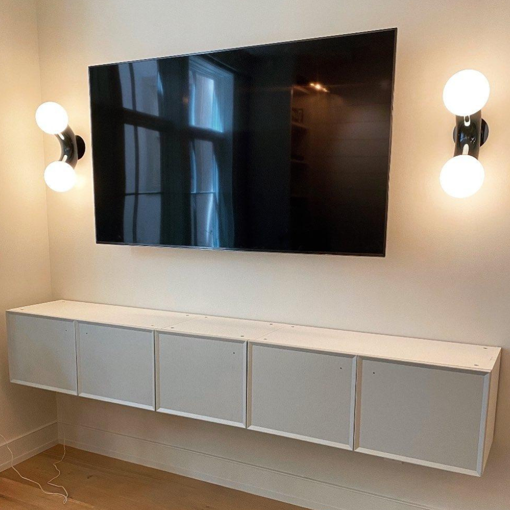 Modern Double Globe Arc Wall Sconce - Playful C-Shaped Orbital Light