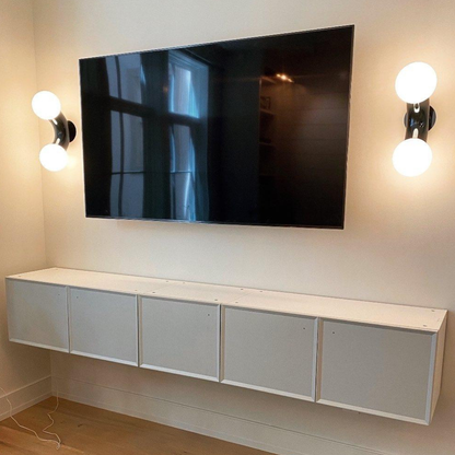 Modern Double Globe Arc Wall Sconce - Playful C-Shaped Orbital Light