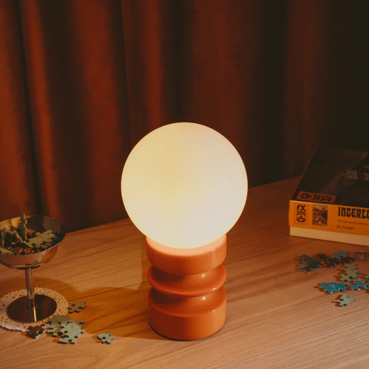 Table Lamp with Frosted Glass Globe Shade - Modern Mid Century Retro