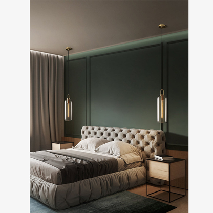 Globe and Capsule Glass Pendant Light with Brass Arch - Modern Style