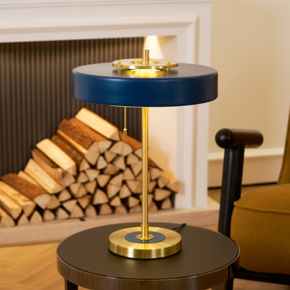 Spun Metal Table Lamp with Pull Chain and Acrylic Diffuser - Industrial