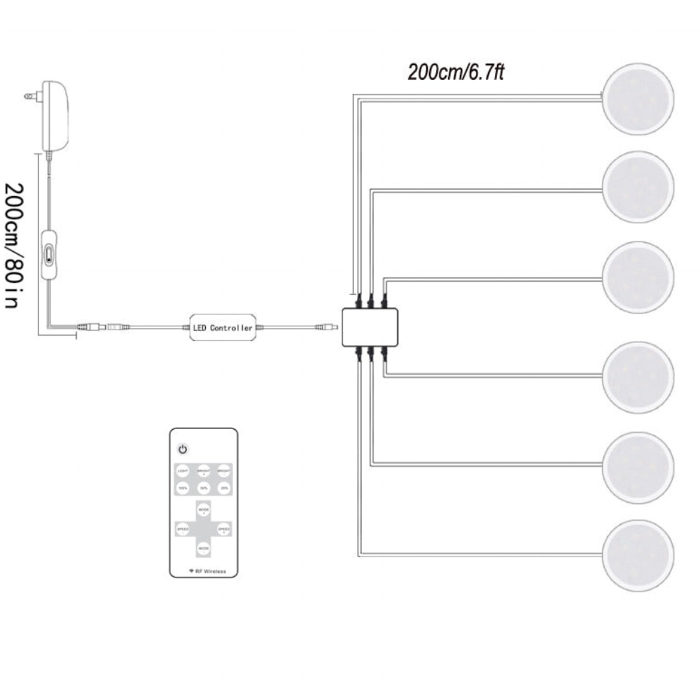 LED Puck Lights with Wireless Remote and Dimmer - 120 Degree Wide Beam
