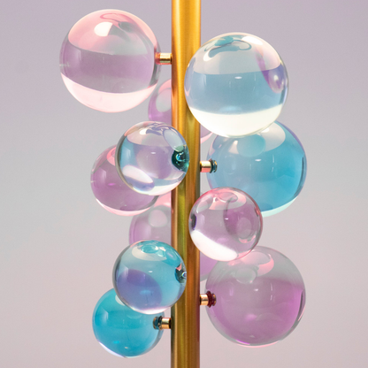 Sculptural Glass Cluster Accent Lamp with Marble Base - Art Deco Metallic Sconce