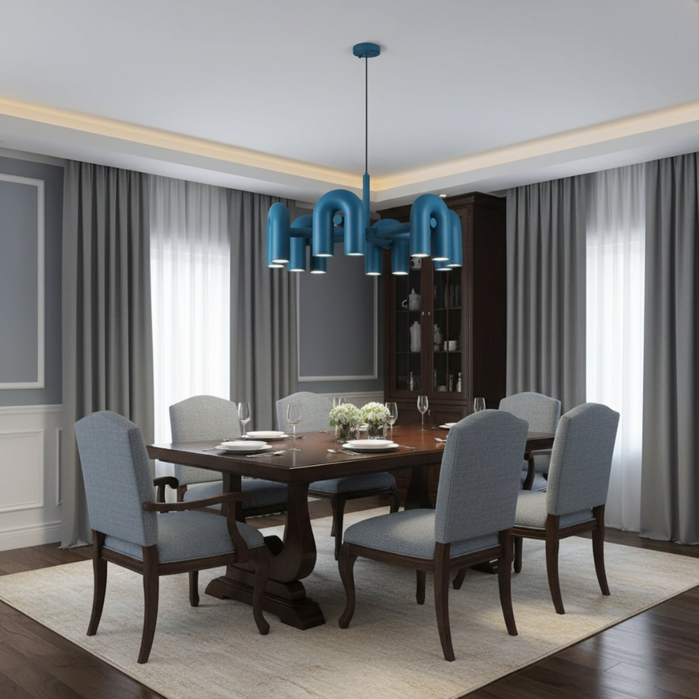 Modern U-Shaped Modular Chandelier - Sculptural Arch Tubular Pendant Light