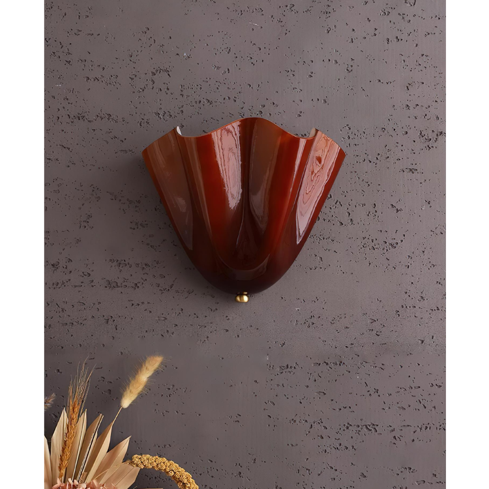 Modern Ruffled Glass Wall Sconce - Organic Blooming Flower Wall Lamp