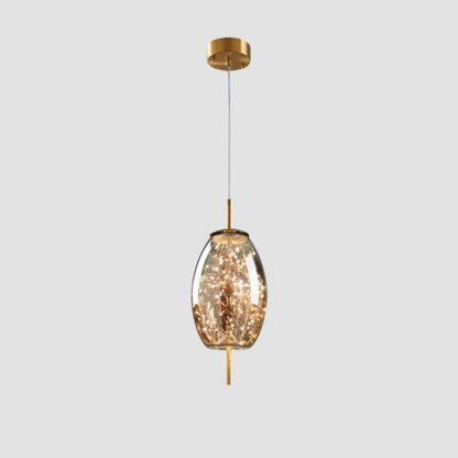 Glass Pendant Light with Smoky Shade and Starlights - Modern Style
