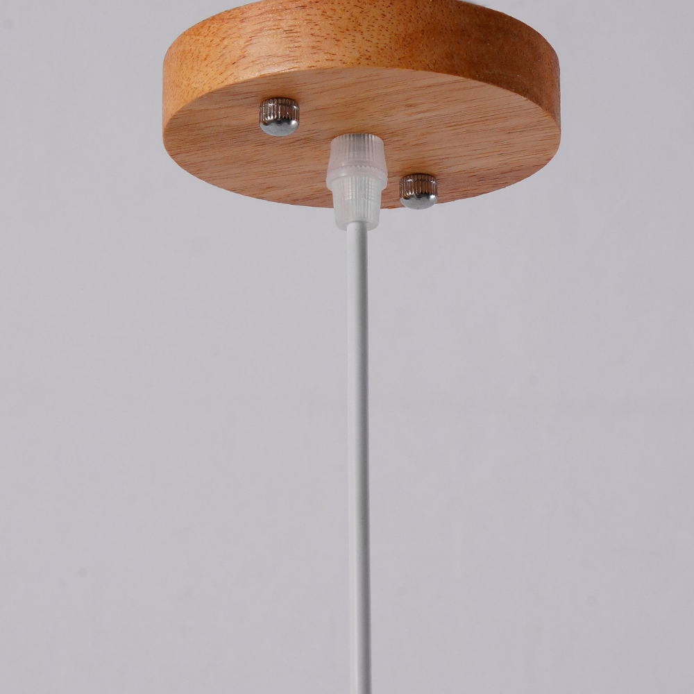 Nordic Geometric Wood Pendant Light - Modern Hand-Turned Orbital Hanging Lamp