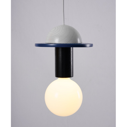 Nordic Geometric Wood Pendant Light - Modern Hand-Turned Orbital Hanging Lamp