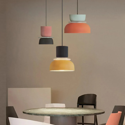 Stacked Bowl Hanging Lamp with Matte Finish - Nordic Geometric Style