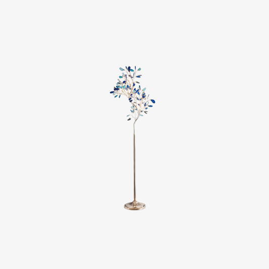 Floor Lamp with Natural Agate Stone Leaves and Metal Branching Frame