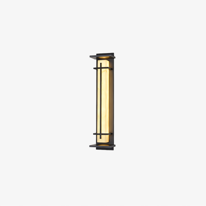 Outdoor LED Porch Lights with Faux Alabaster Column - Modern Mission