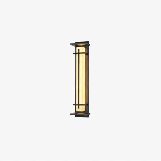 Outdoor LED Porch Lights with Faux Alabaster Column - Modern Mission