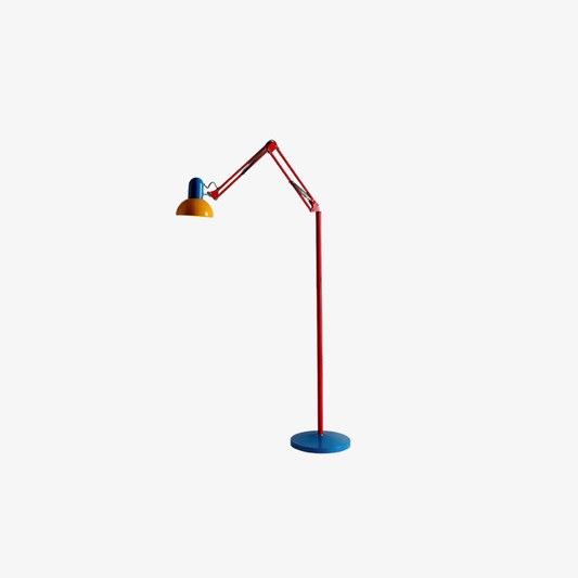 Adjustable Floor Lamp – Memphis Style with Spring-Balanced Articulated Arm and Metal Dome Shade