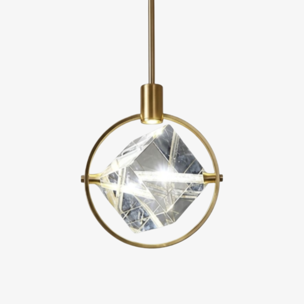 Faceted Crystal Prism Pendant Light - Modern Art Deco Orbital Hanging Lamp