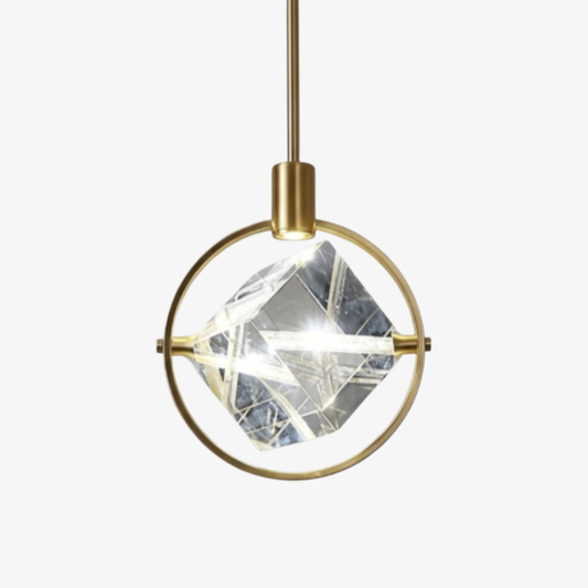 Faceted Crystal Prism Pendant Light - Modern Art Deco Orbital Hanging Lamp