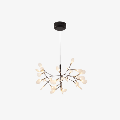 Sputnik Chandelier with Acrylic Firefly Leaves - Modern Botanical Light