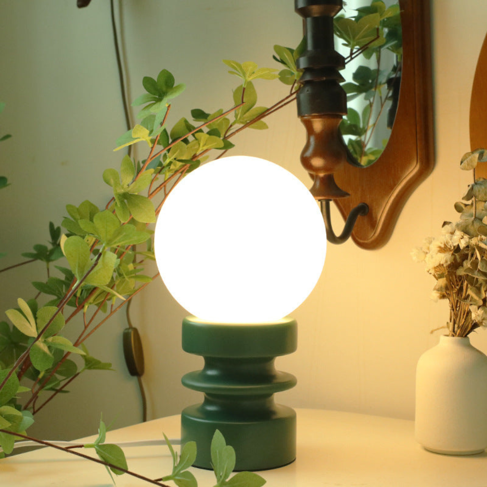 Table Lamp with Frosted Glass Globe Shade - Modern Mid Century Retro