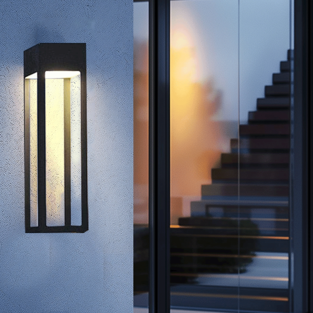 Modern Geometric Outdoor Wall Sconce - LED Linear Rectangular Lantern