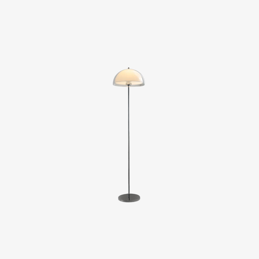 Floor Lamp with Double Layer Acrylic Dome Shade and Chrome Metal Post