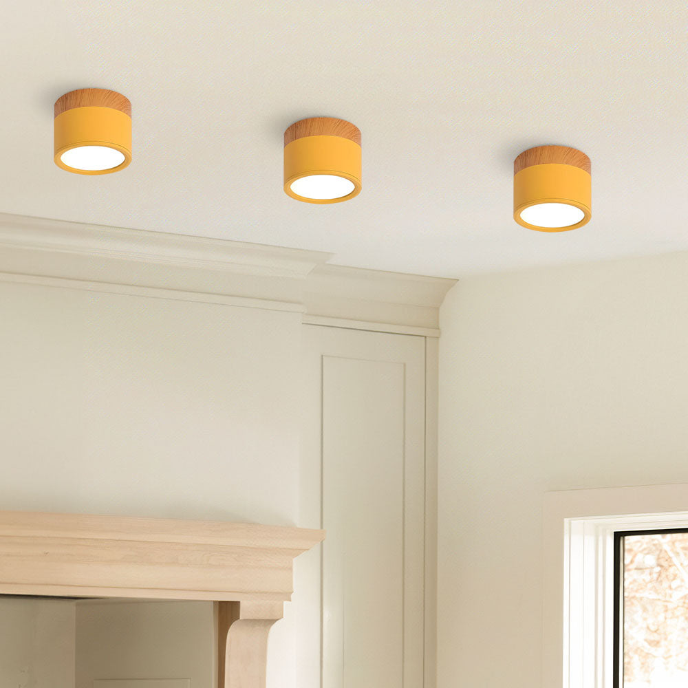 Button Wood Ceiling Light