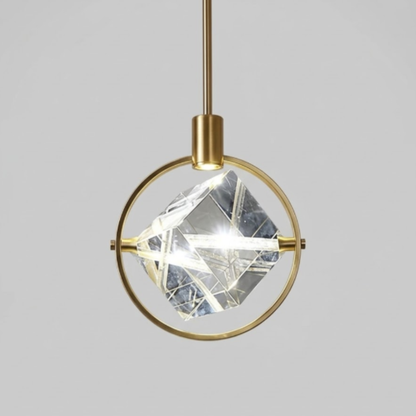 Faceted Crystal Prism Pendant Light - Modern Art Deco Orbital Hanging Lamp