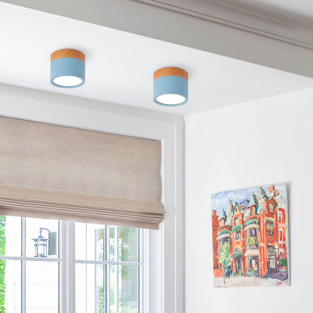 Button Wood Ceiling Light