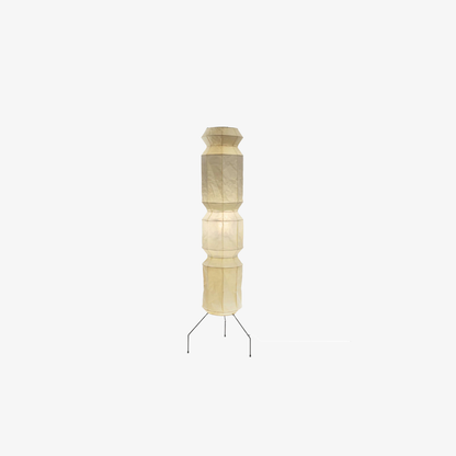 Floor Lamp with Stacked Mulberry Paper Lantern Column and Iron Wire Legs