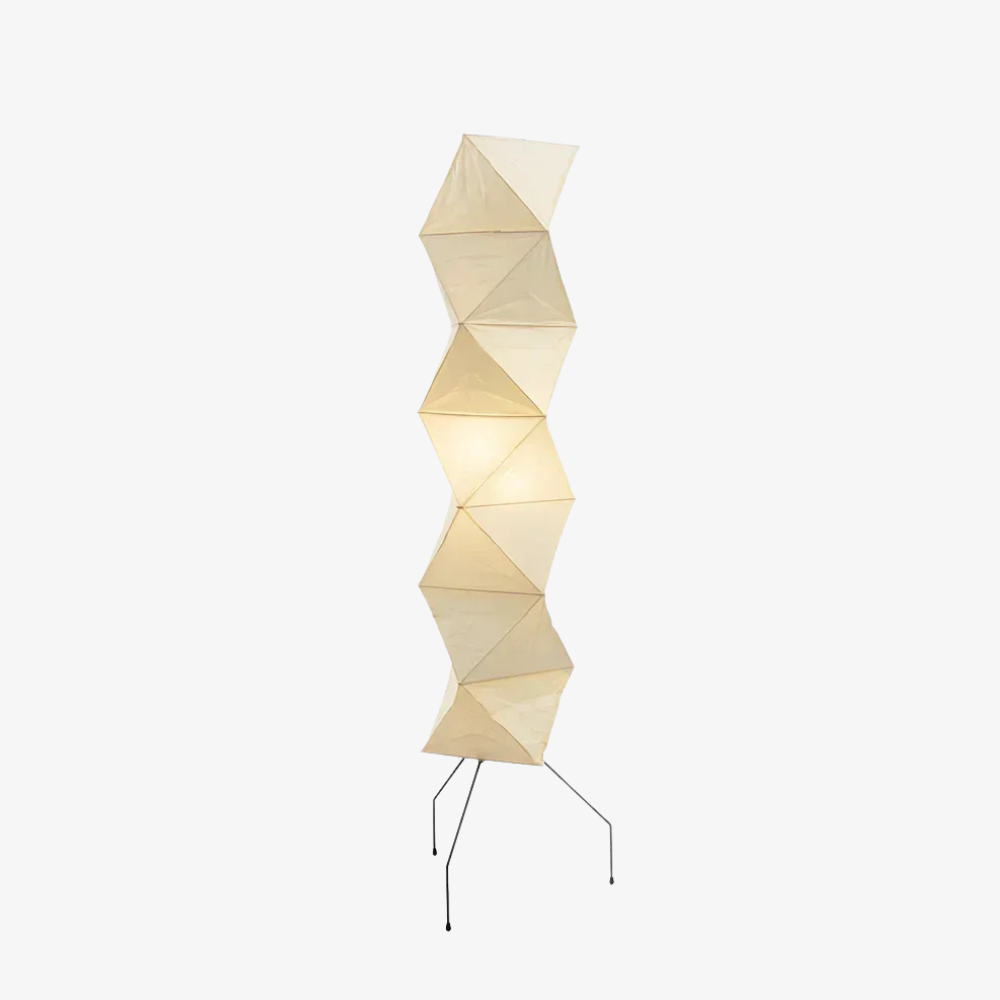 led floor lamp with Origami Rice Paper Shade - Japandi Sculptural Style