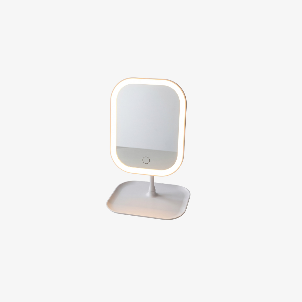 Rechargeable makeup mirror with Integrated Storage Tray - Modern Minimalist