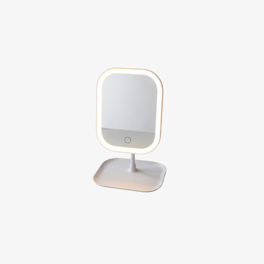 Rechargeable makeup mirror with Integrated Storage Tray - Modern Minimalist