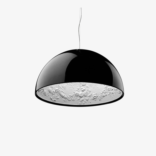 Modern Floral Relief Dome Pendant Light - Sculptural Garden Interior Pendant Lights