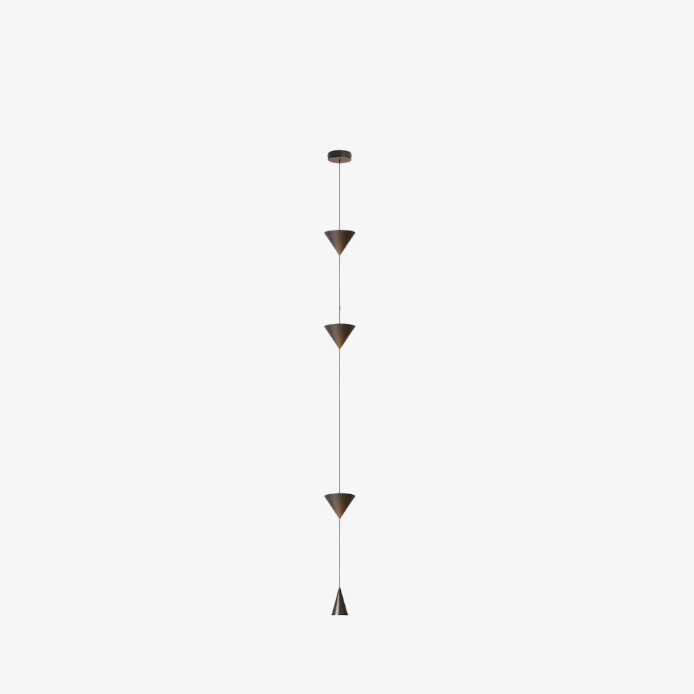 Adjustable Floor Lamp with Floor-to-Ceiling Cable and Geometric Cones - High Modern